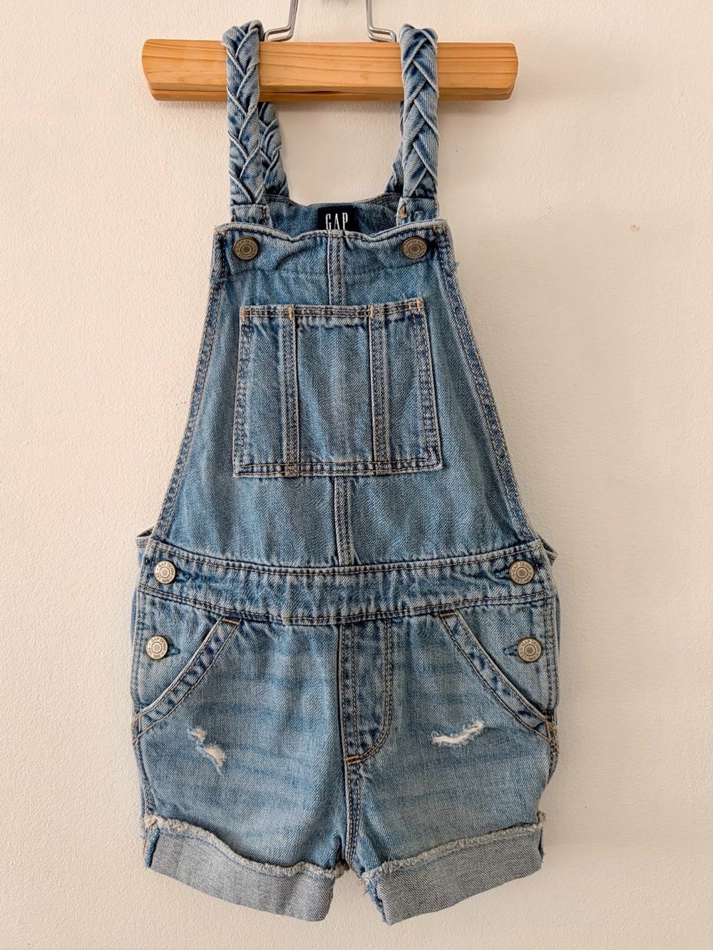 GAP Light Blue Denim Braided Strap Shortalls